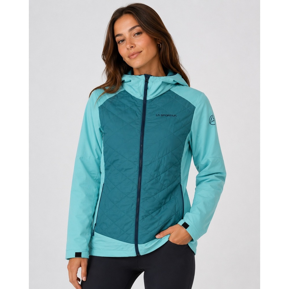 La Sportiva Kap Hybrid Hoody Womens Small Aqua Blue Hooded Jacket